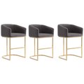 Manhattan Comfort Louvre Counter Stool in Grey and Titanium Gold (Set of 3) 3-CS009-GY